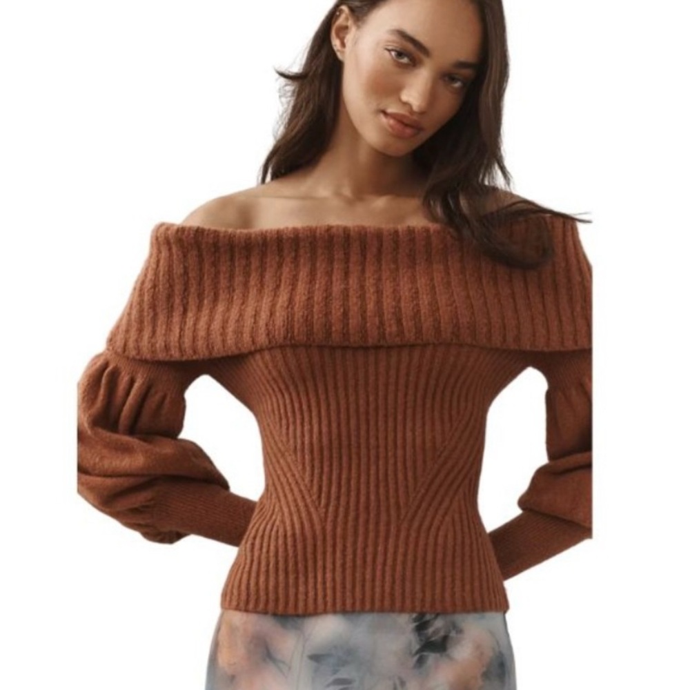 Anthropologie Cinnamon Off-Shoulder Sweater